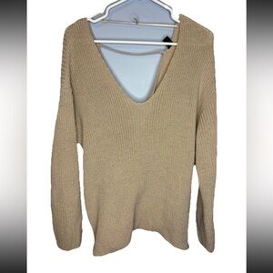 Windsor Pullover V-Neck Sweater Top Tan Size Medium